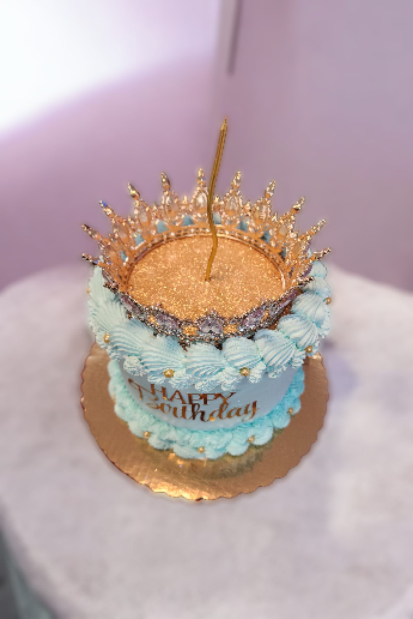 Blue crown birthday cake
