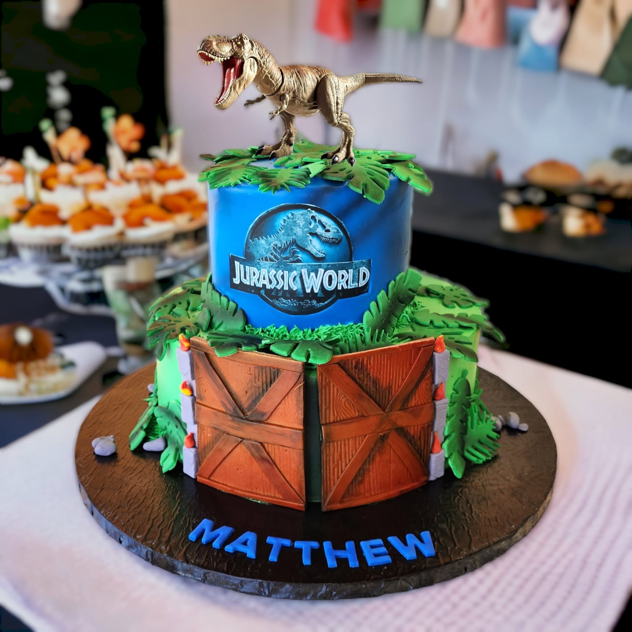 Jurassic World birthday cake for Matthew