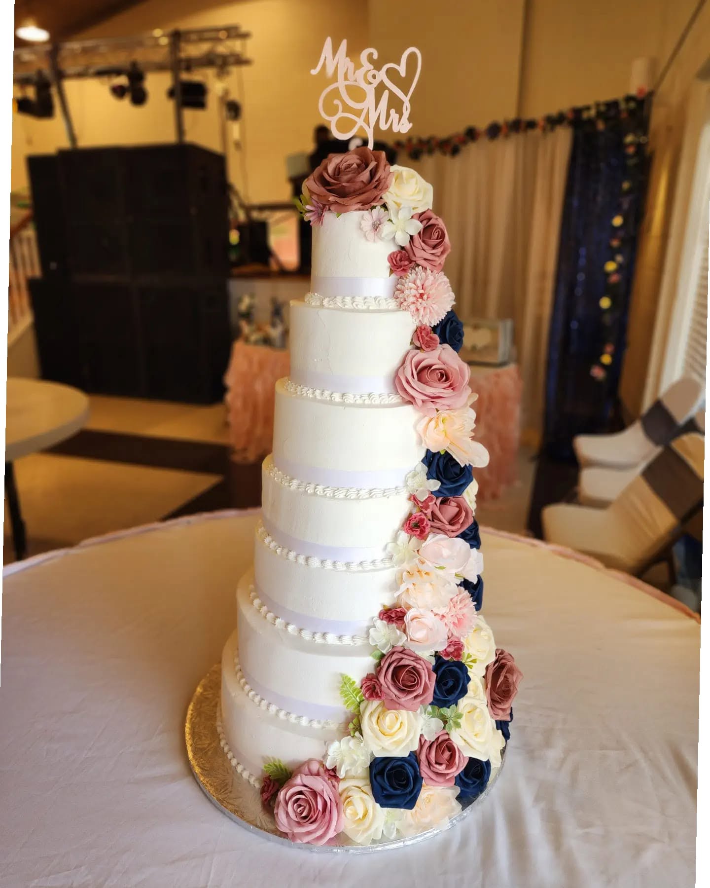 5-tier floral cascade wedding cake